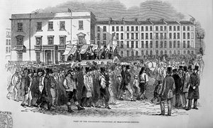 Partie de la procession chartiste esquissée au pont de Blackfriars, 10 avril 1848